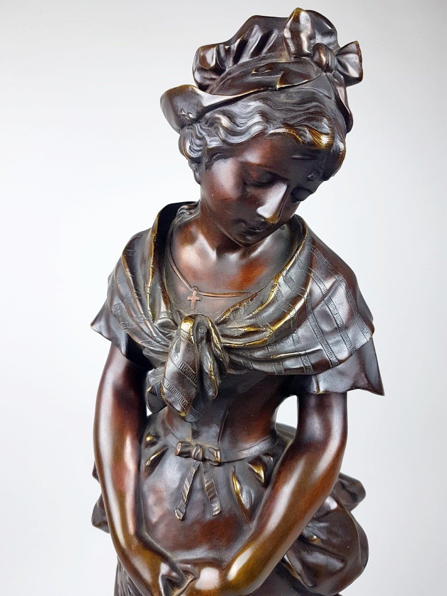 Auguste De Wever, Bronze à Patine Brune "la Pie Voleuse"-photo-2