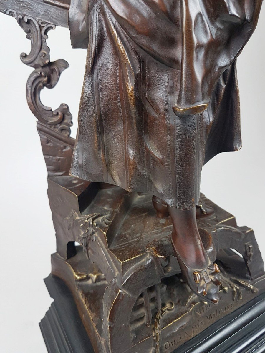 Auguste De Wever, Bronze à Patine Brune "la Pie Voleuse"-photo-4