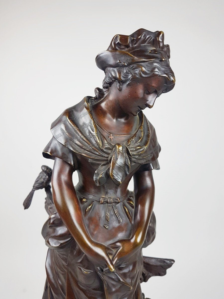 Auguste De Wever, Bronze à Patine Brune "la Pie Voleuse"-photo-1
