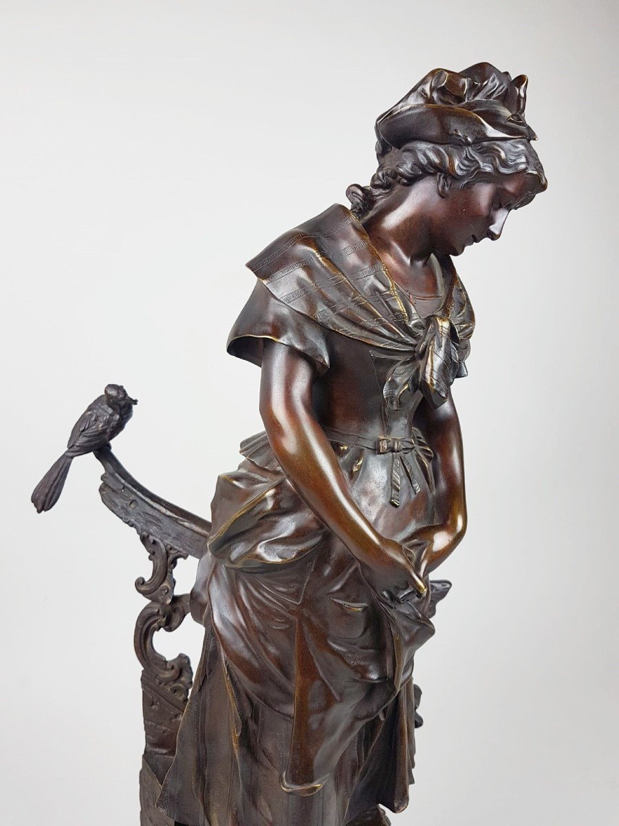 Auguste De Wever, Bronze à Patine Brune "la Pie Voleuse"-photo-2