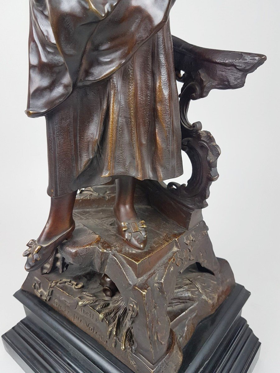 Auguste De Wever, Bronze à Patine Brune "la Pie Voleuse"-photo-3