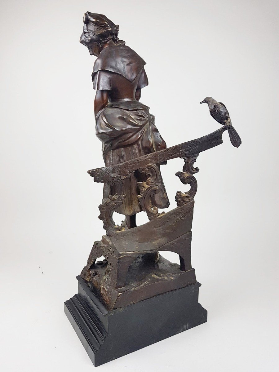 Auguste De Wever, Bronze à Patine Brune "la Pie Voleuse"-photo-5