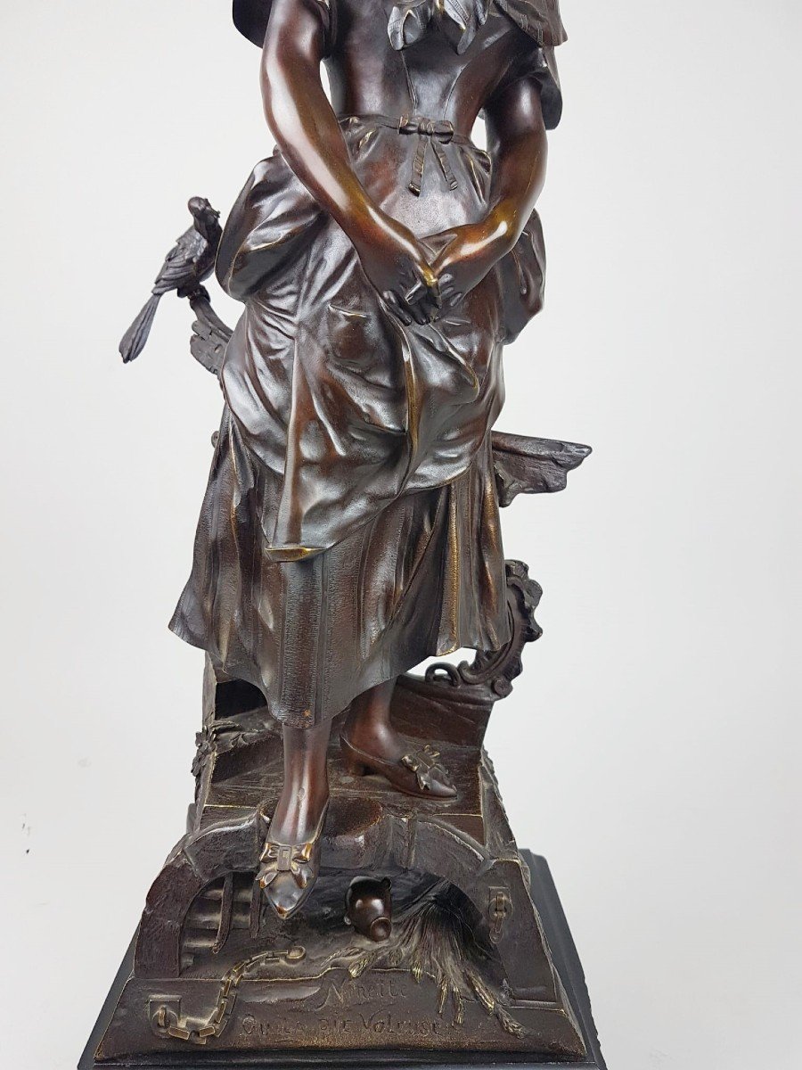 Auguste De Wever, Bronze à Patine Brune "la Pie Voleuse"-photo-7