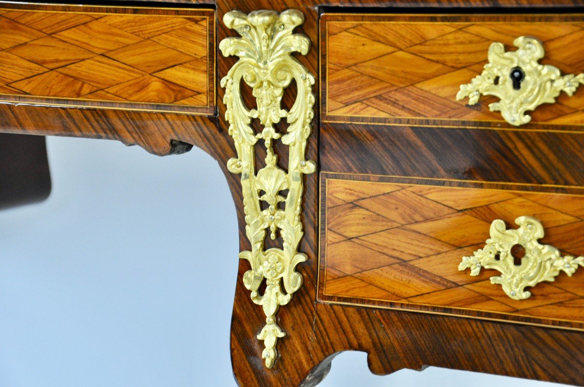 Louis XV Style Desk In Mahogany And Rosewood, Napoleon III Period-photo-2