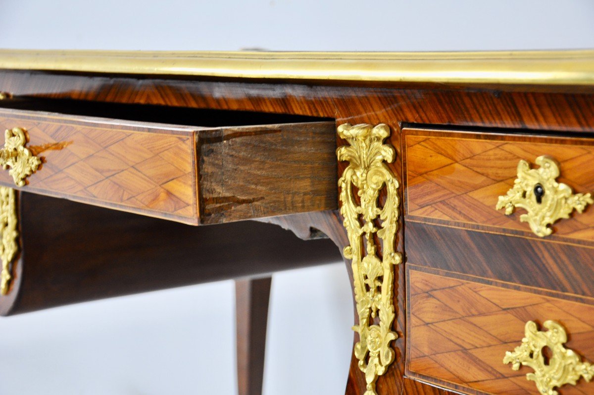 Louis XV Style Desk In Mahogany And Rosewood, Napoleon III Period-photo-5