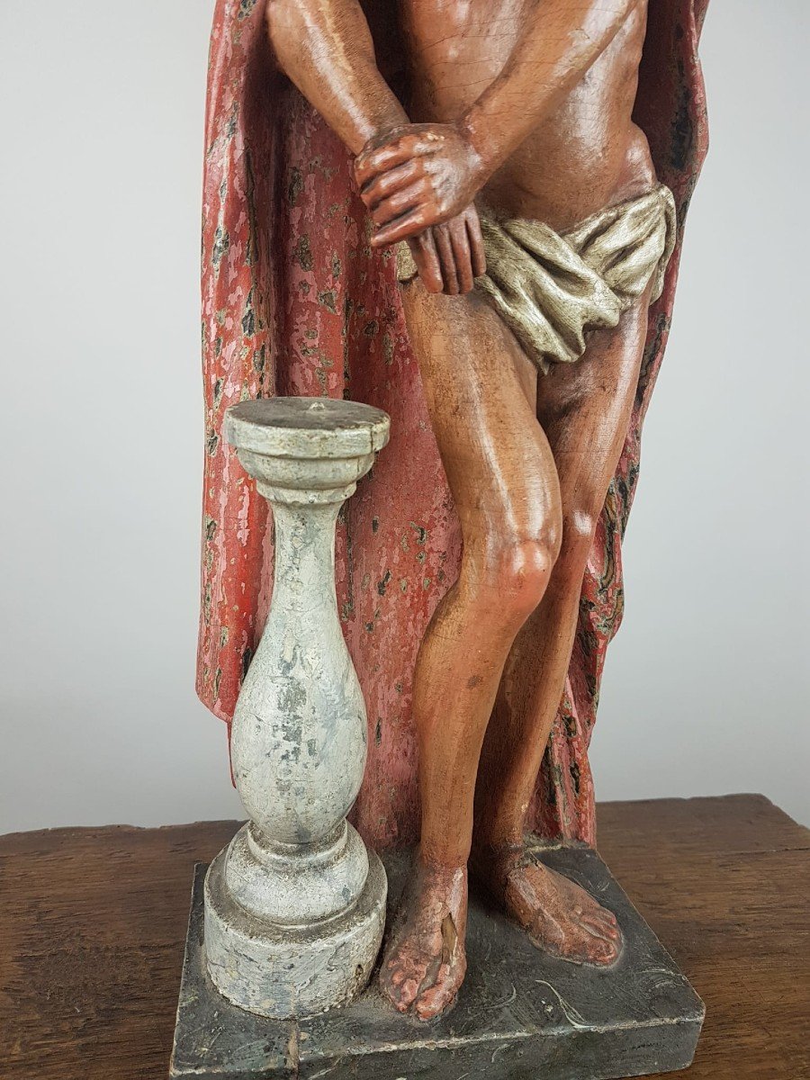 Christ At The Column, Carved And Polychromed Wood, Italy 18th-photo-4