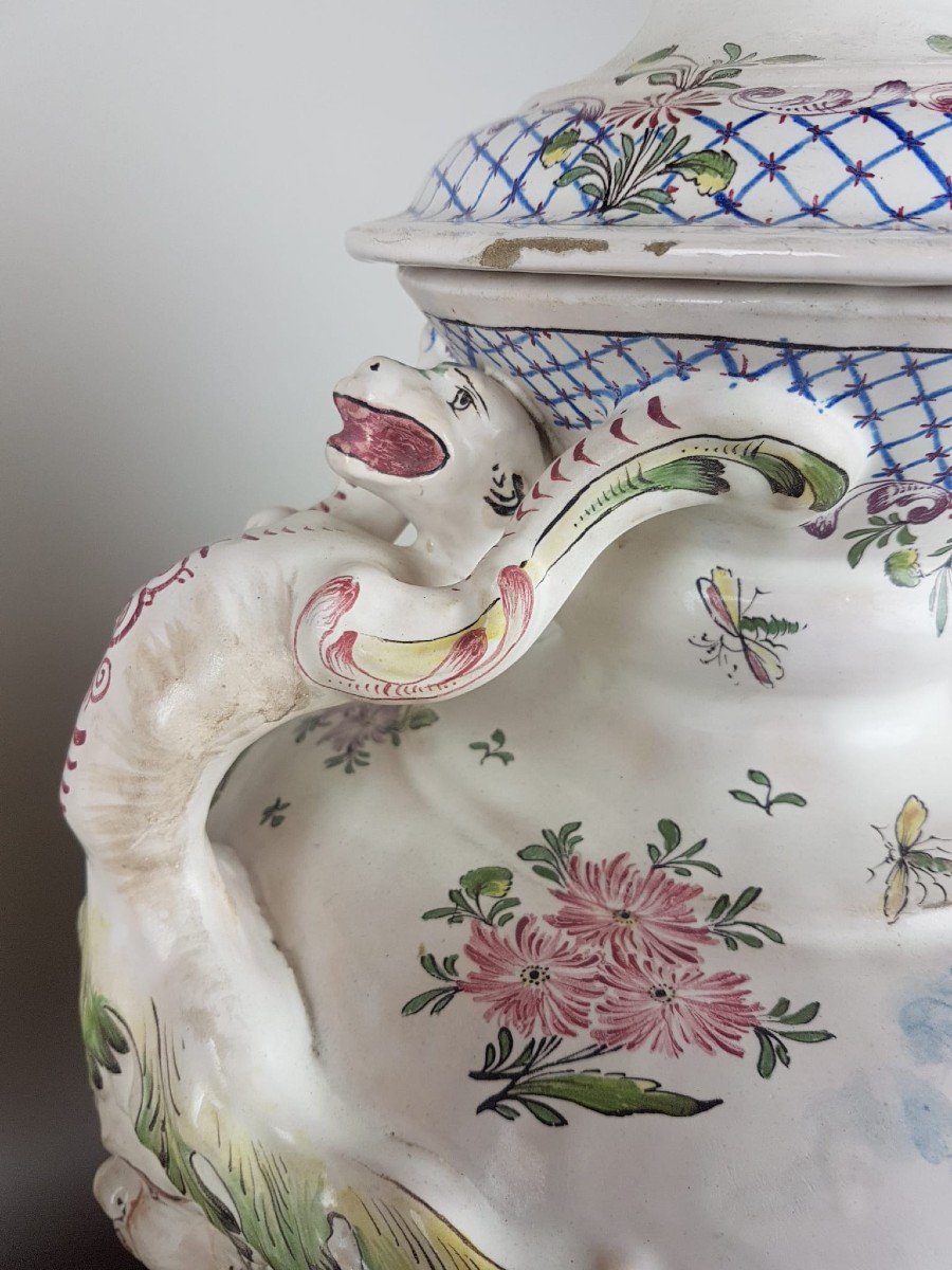Marseille, Pair Of Earthenware Covered Vases, 19th-photo-7