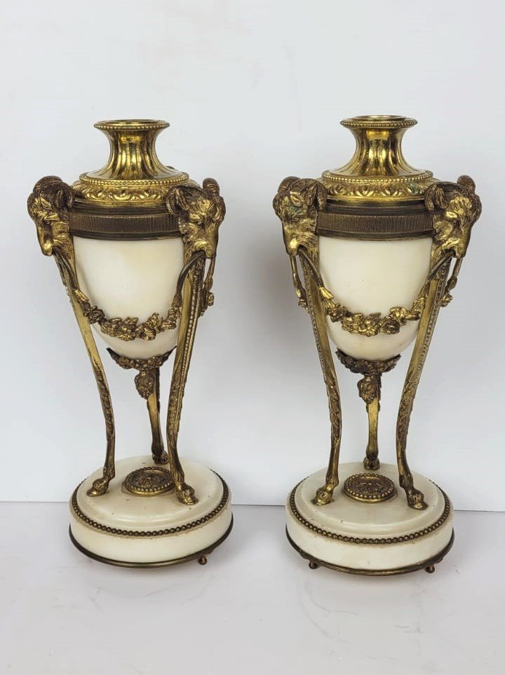 Pair Of Cassolettes / Empire Candlesticks-photo-3