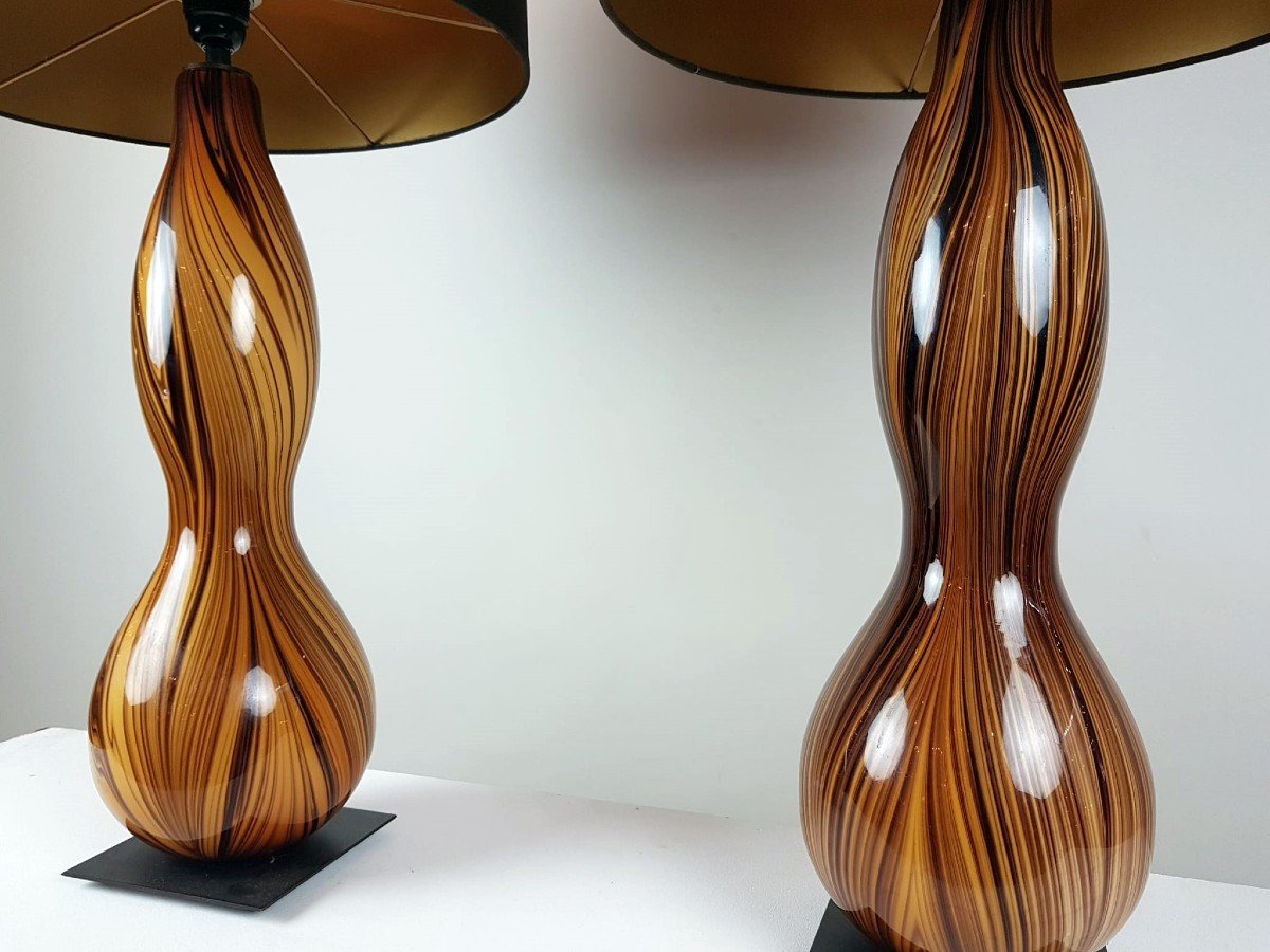 Pair Of Murano Glass Lamps, Circa 1970-photo-3