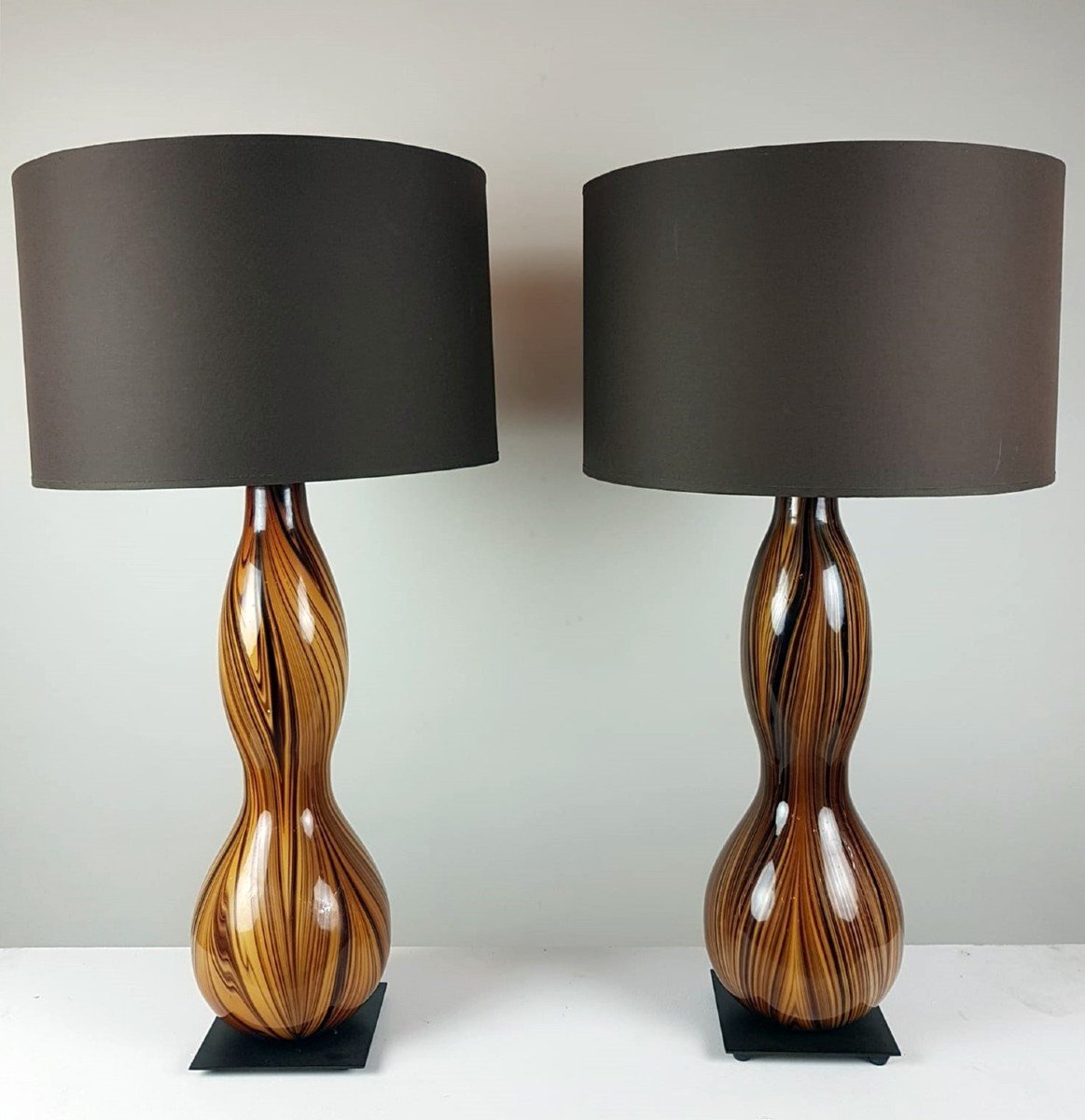 Pair Of Murano Glass Lamps, Circa 1970-photo-4