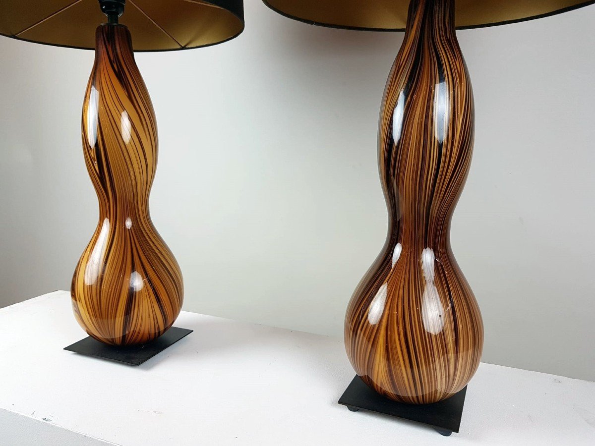 Pair Of Murano Glass Lamps, Circa 1970-photo-3