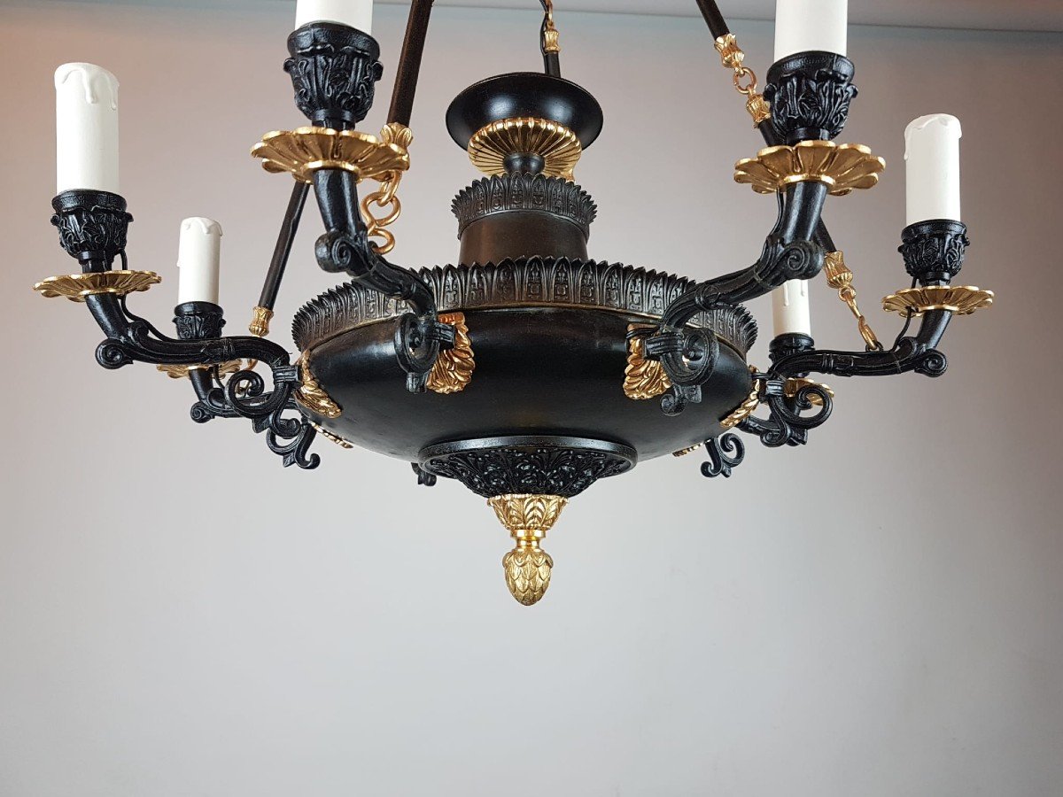 Small Restoration Period Chandelier In Bronze-photo-4