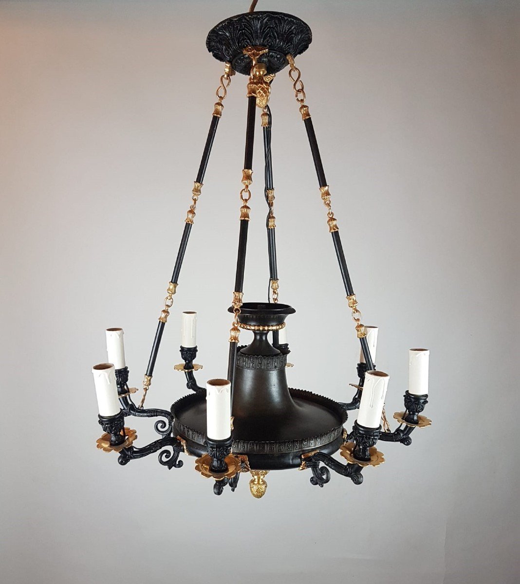 Small Restoration Period Chandelier In Bronze