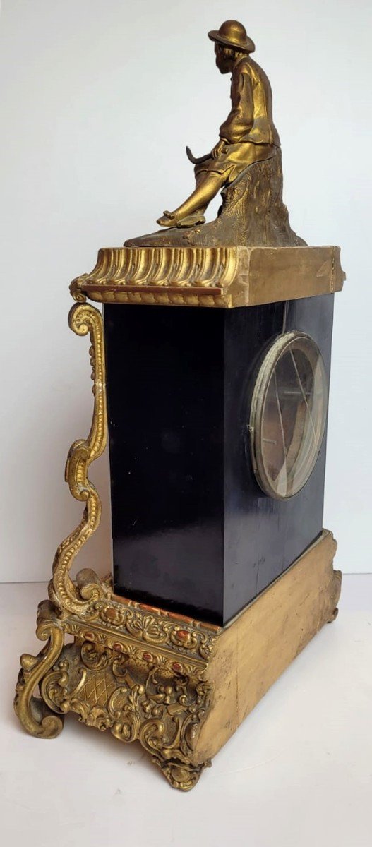 Napoleon III Clock In Bronze And Carved Wood-photo-4