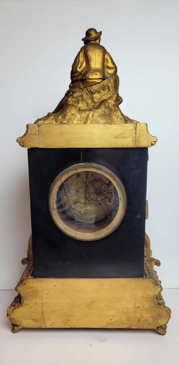 Napoleon III Clock In Bronze And Carved Wood-photo-6