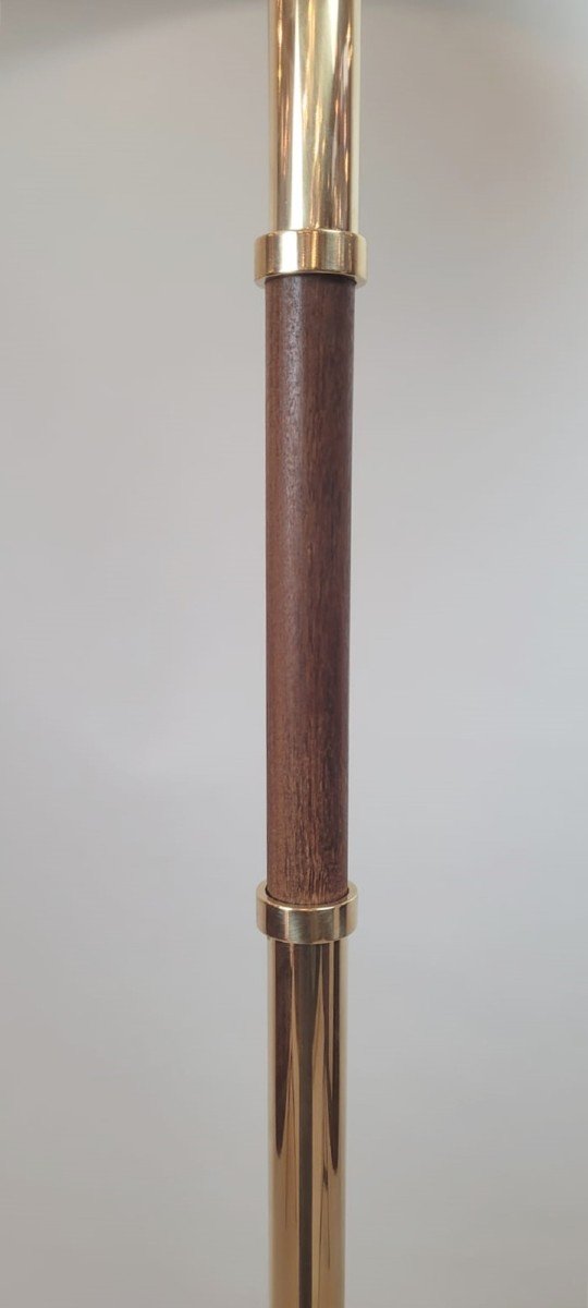 Lampadaire Bois Et Laiton - Vers 1970 - Italie-photo-3
