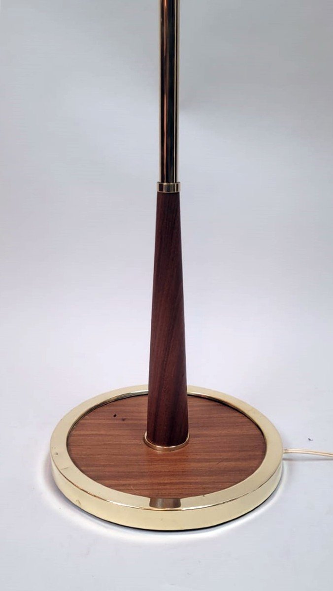 Lampadaire Bois Et Laiton - Vers 1970 - Italie-photo-4