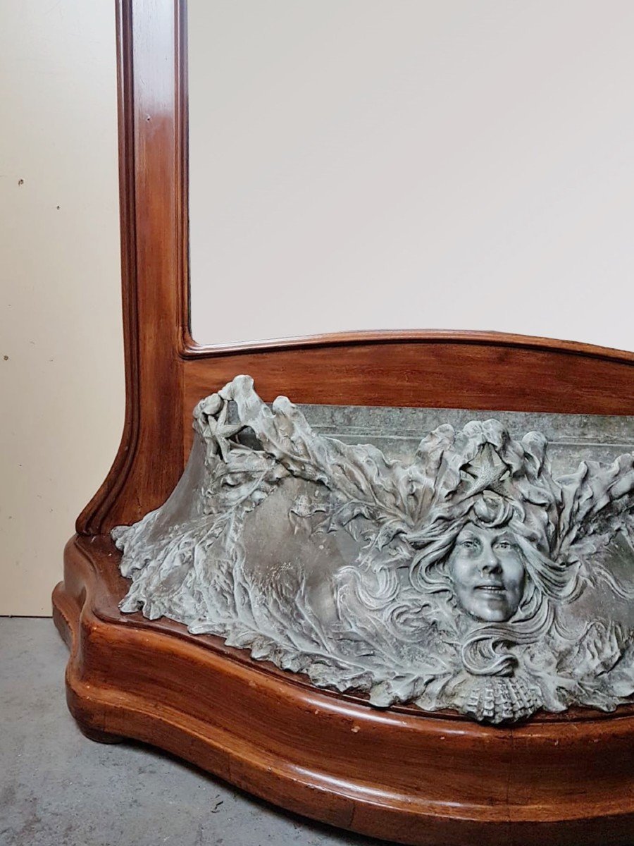 Art Nouveau Hall Mirror Forming Planter-photo-4