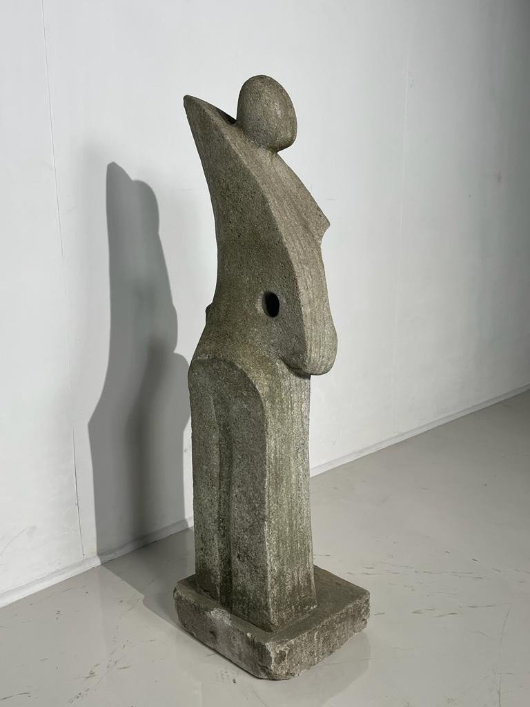 Vierge à l'Enfant En Pierre Reconstituée-photo-4