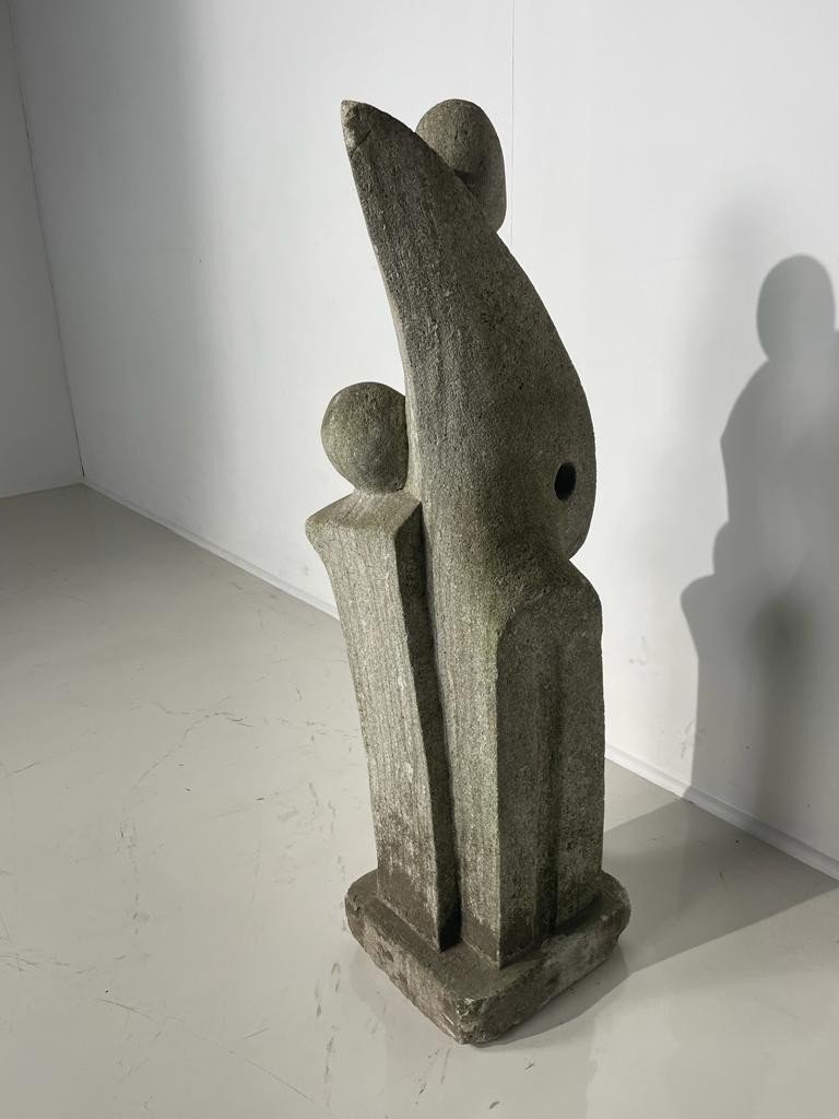 Vierge à l'Enfant En Pierre Reconstituée-photo-2
