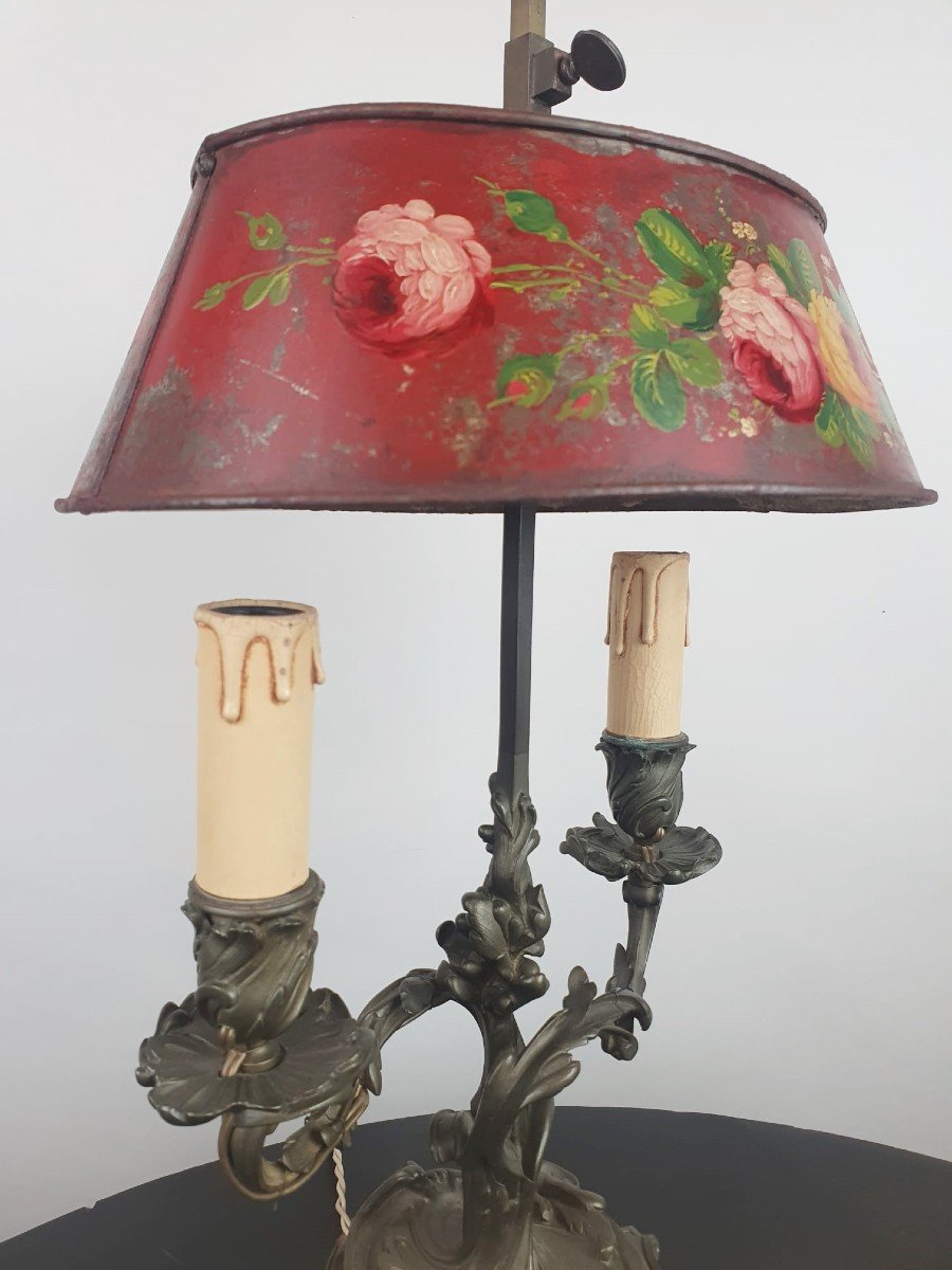 Small Hot Water Bottle Lamp In Bronze, Brass And Painted Sheet Metal, Late 19th-photo-2