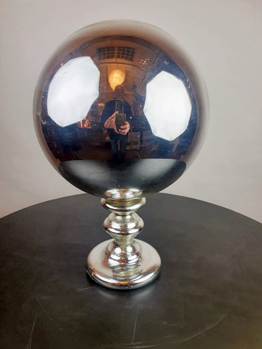 Boule En Verre Mercurée Argentée