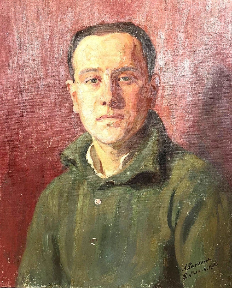 Oil On Canvas "young Man" - 1916-photo-2
