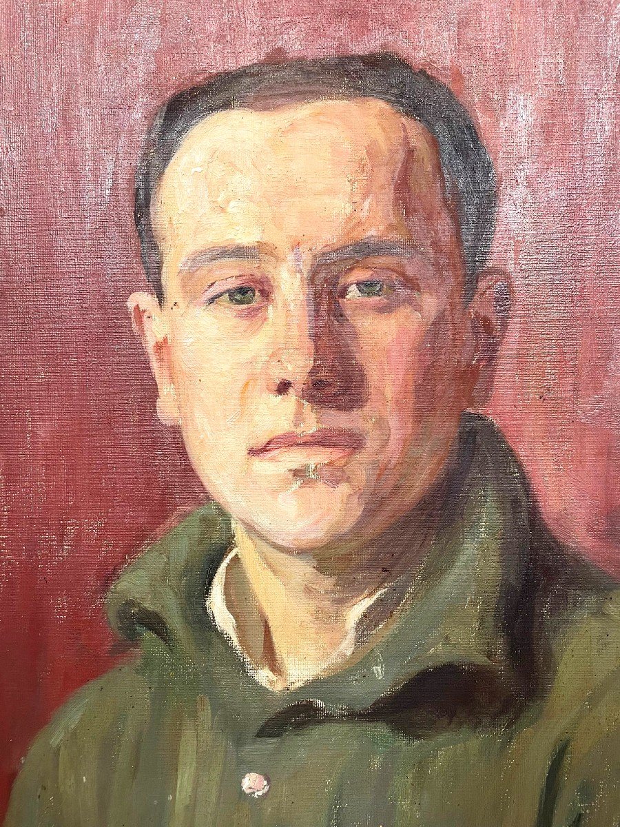 Oil On Canvas "young Man" - 1916-photo-3