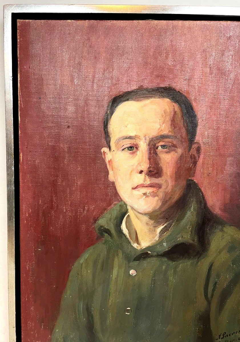 Oil On Canvas "young Man" - 1916-photo-2