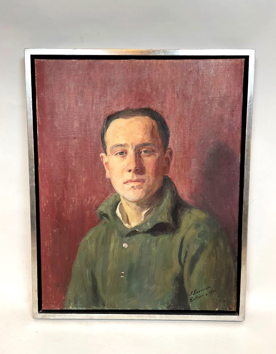 Oil On Canvas "young Man" - 1916