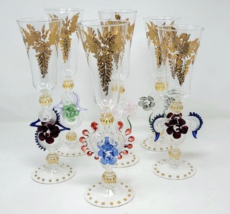 Ensemble De Verres De Murano