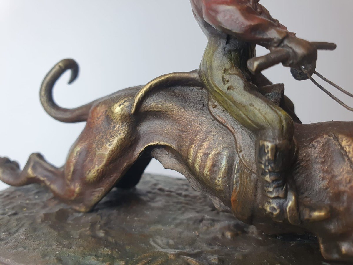 "singe Au Lévrier" Bronze Polychrome, 19th-photo-5