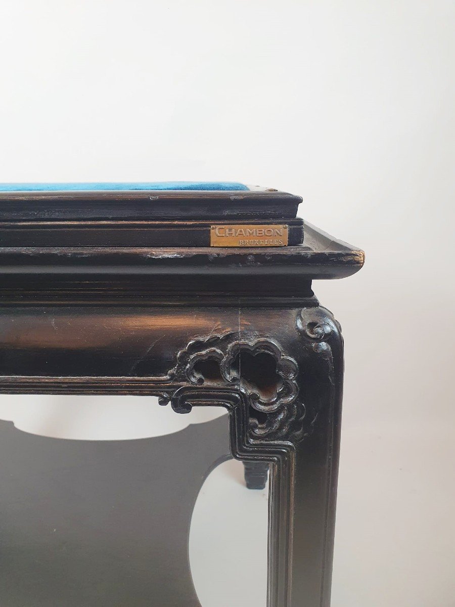 Chambon In Brussels, Japanese Side Table In Blackened Wood, Early 20th-photo-2