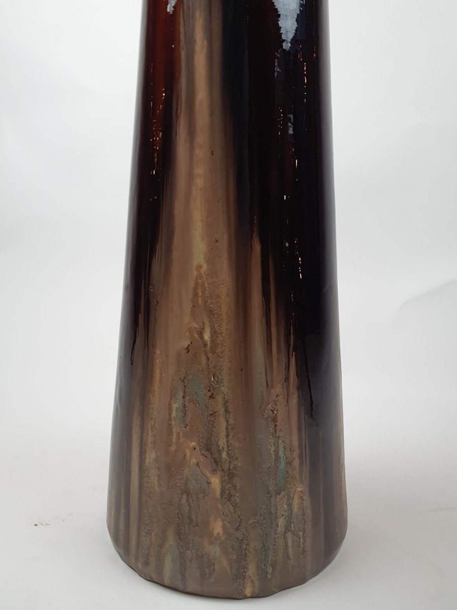 Art Nouveau Vase With Dragonflies, Glazed Earthenware-photo-2