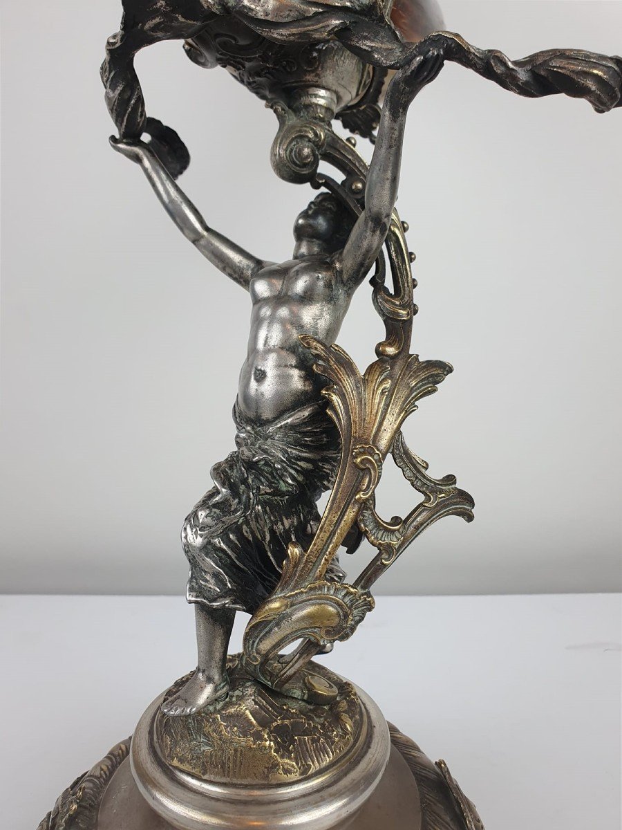 Cornucopia In Horn And Silver Metal, Late 19th-photo-2