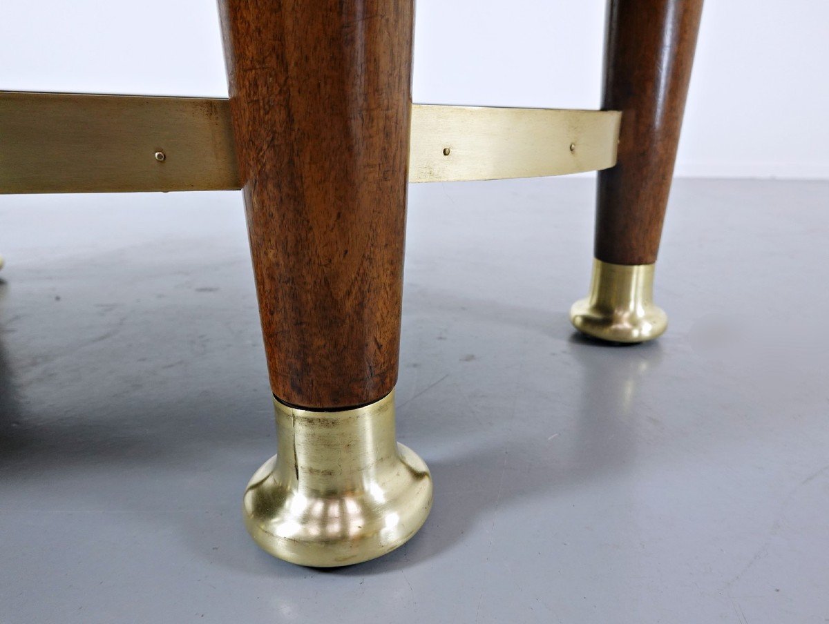 Adolf Loos, In The Taste Of, Mahogany And Gilt Bronze Pedestal Table-photo-3