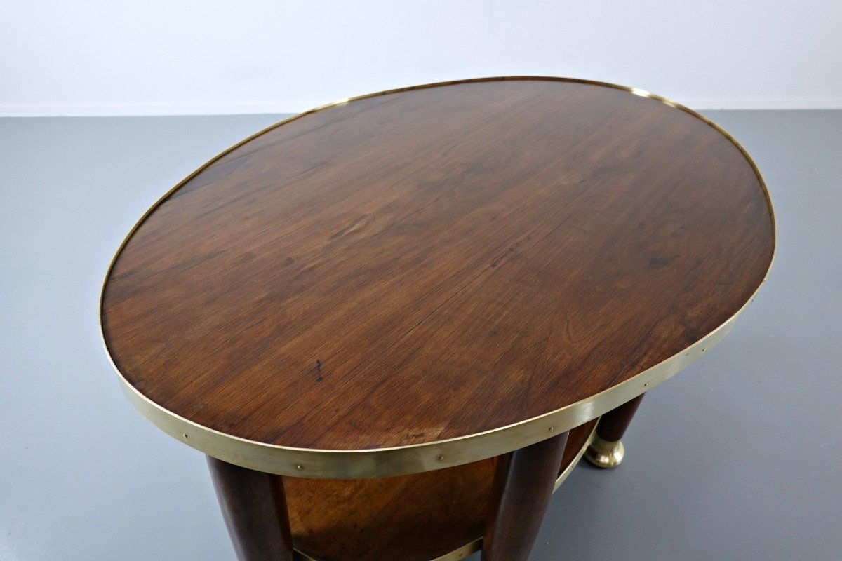 Adolf Loos, In The Taste Of, Mahogany And Gilt Bronze Pedestal Table-photo-1