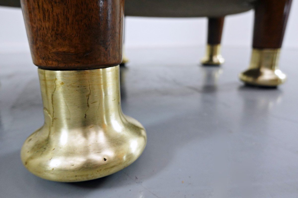 Adolf Loos, In The Taste Of, Mahogany And Gilt Bronze Pedestal Table-photo-4