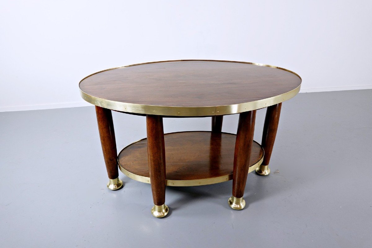 Adolf Loos, In The Taste Of, Mahogany And Gilt Bronze Pedestal Table