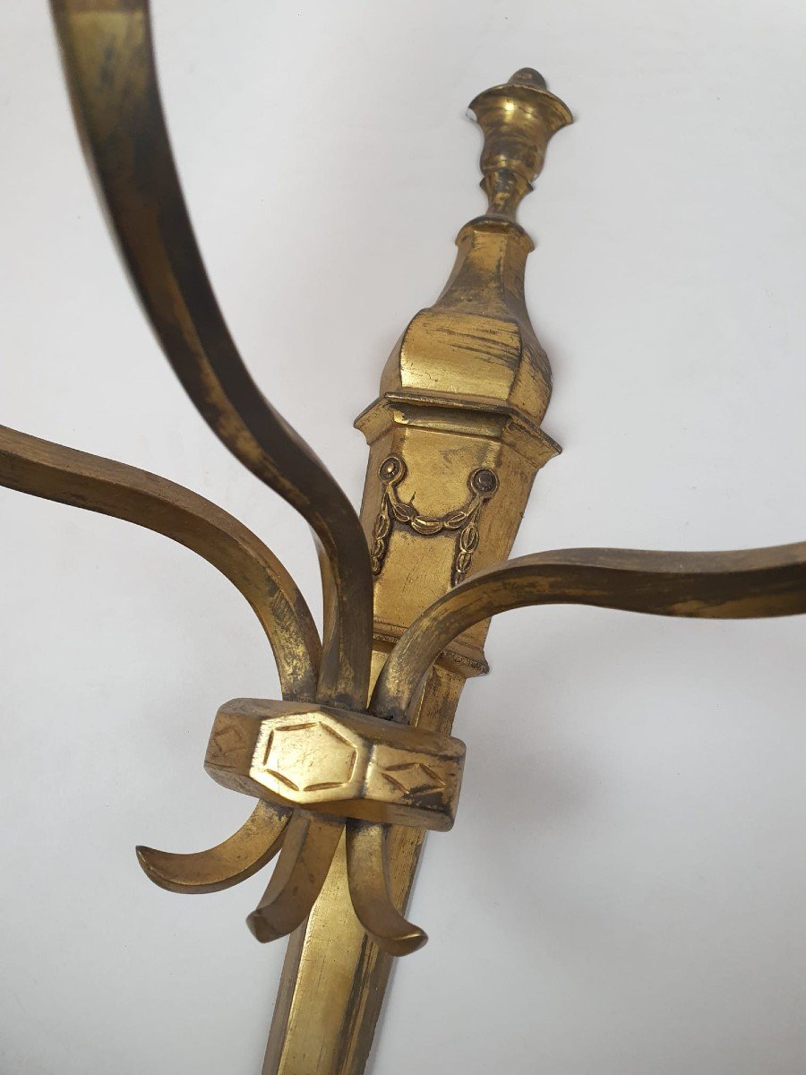 Pair Of Bronze And Brass Sconces-photo-1