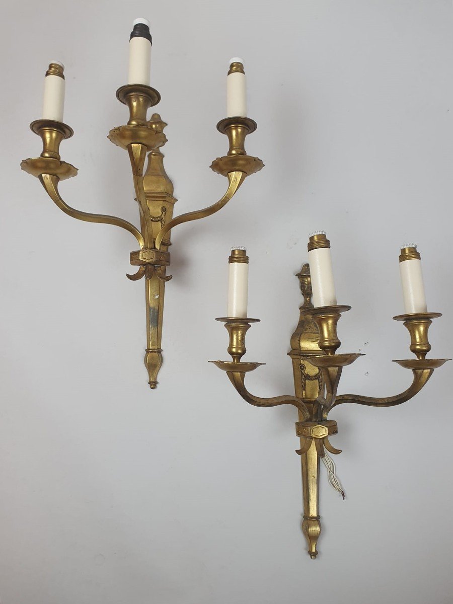 Pair Of Bronze And Brass Sconces