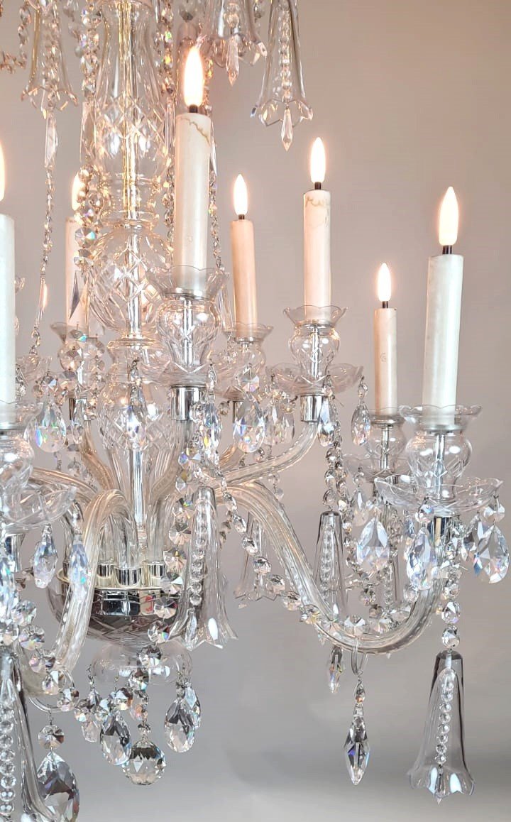 Lustre En Verre Et Cristal - 12 Bras De Lumières-photo-2