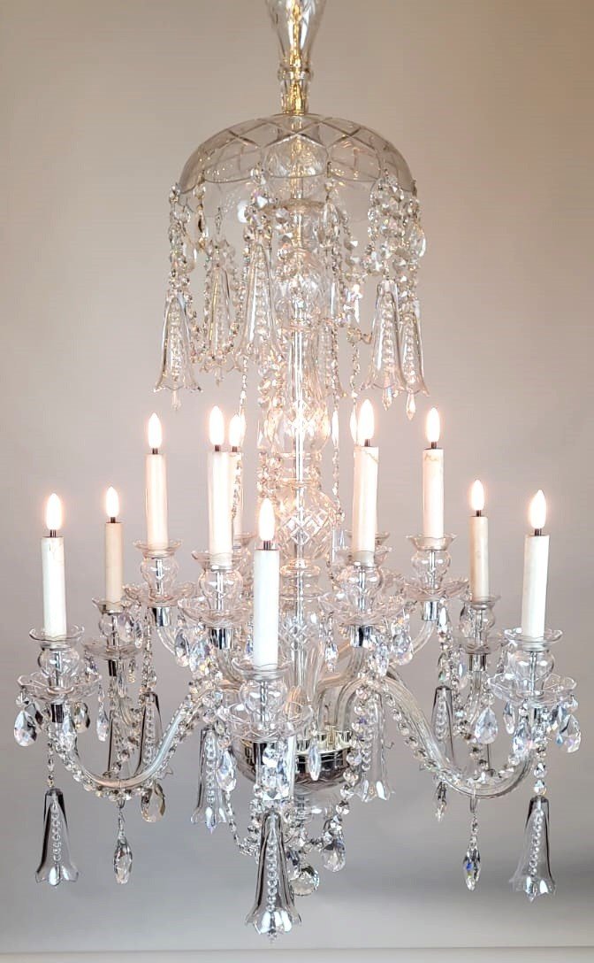 Lustre En Verre Et Cristal - 12 Bras De Lumières-photo-4