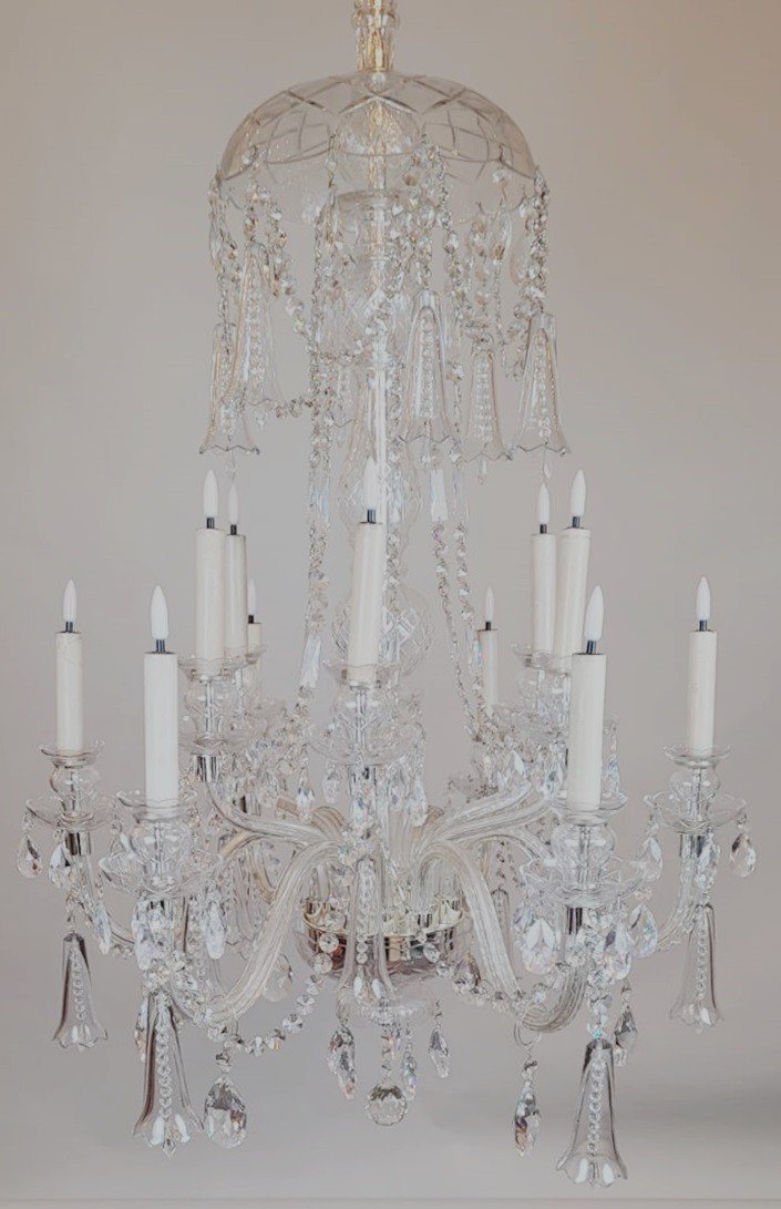 Lustre En Verre Et Cristal - 12 Bras De Lumières-photo-3