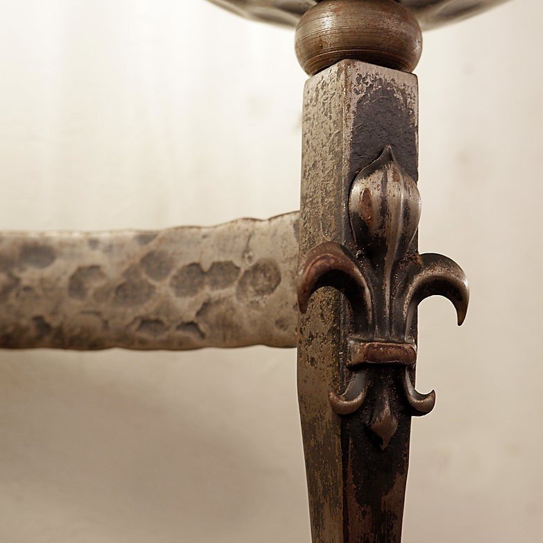 Pair Of Wrought Iron And Glass Wall Lights. -photo-2