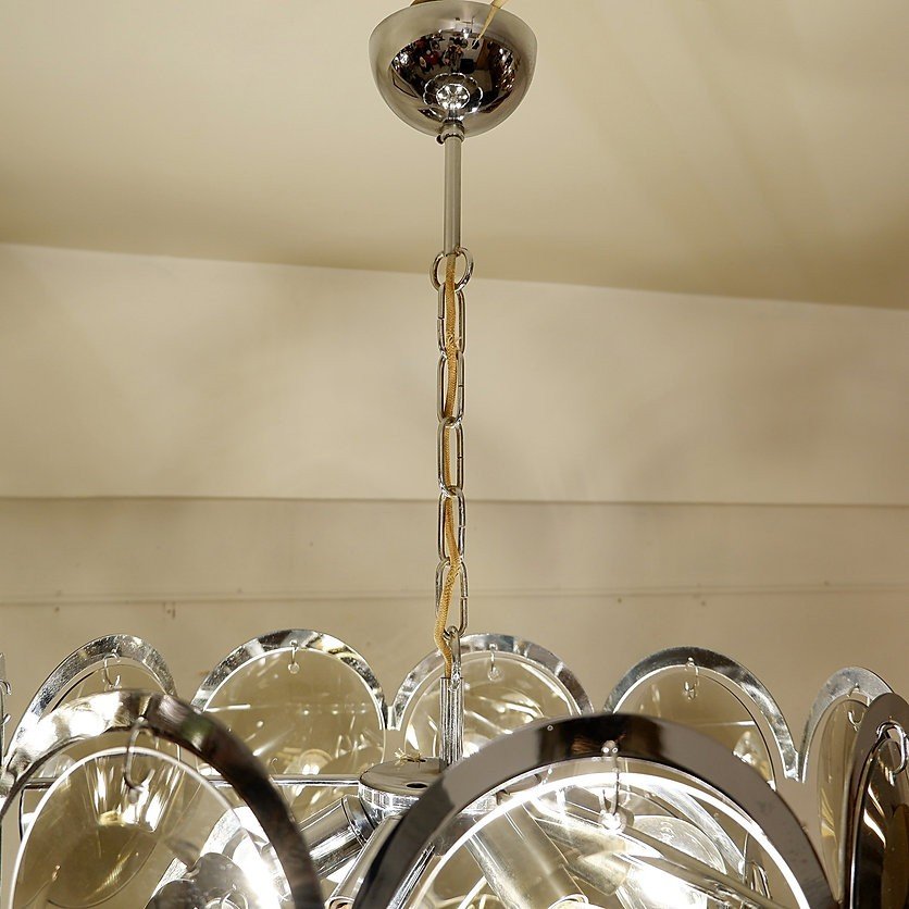 Pair Of Vistosi Chandeliers In Smoked Glass -photo-3
