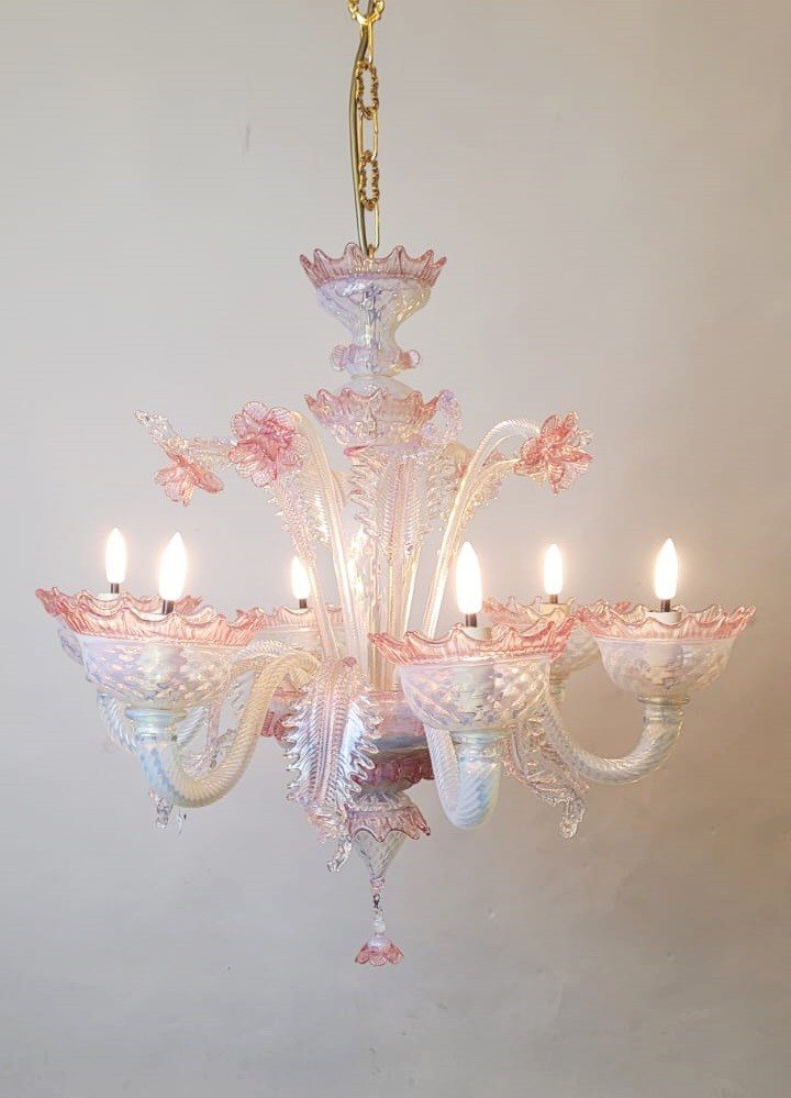 Murano Glass Chandelier With 6 Lights