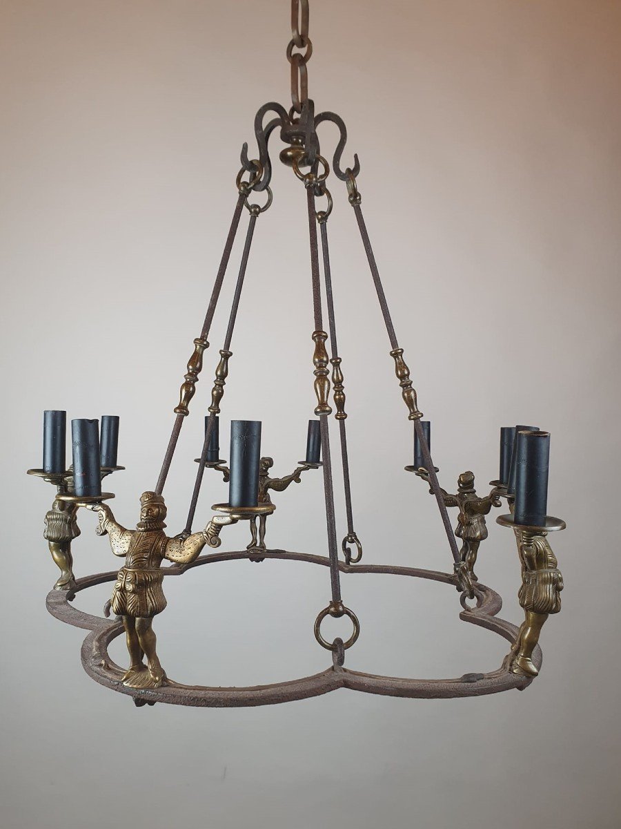 Lustre En Fer Forgé Et Bronze,  Fin 18th