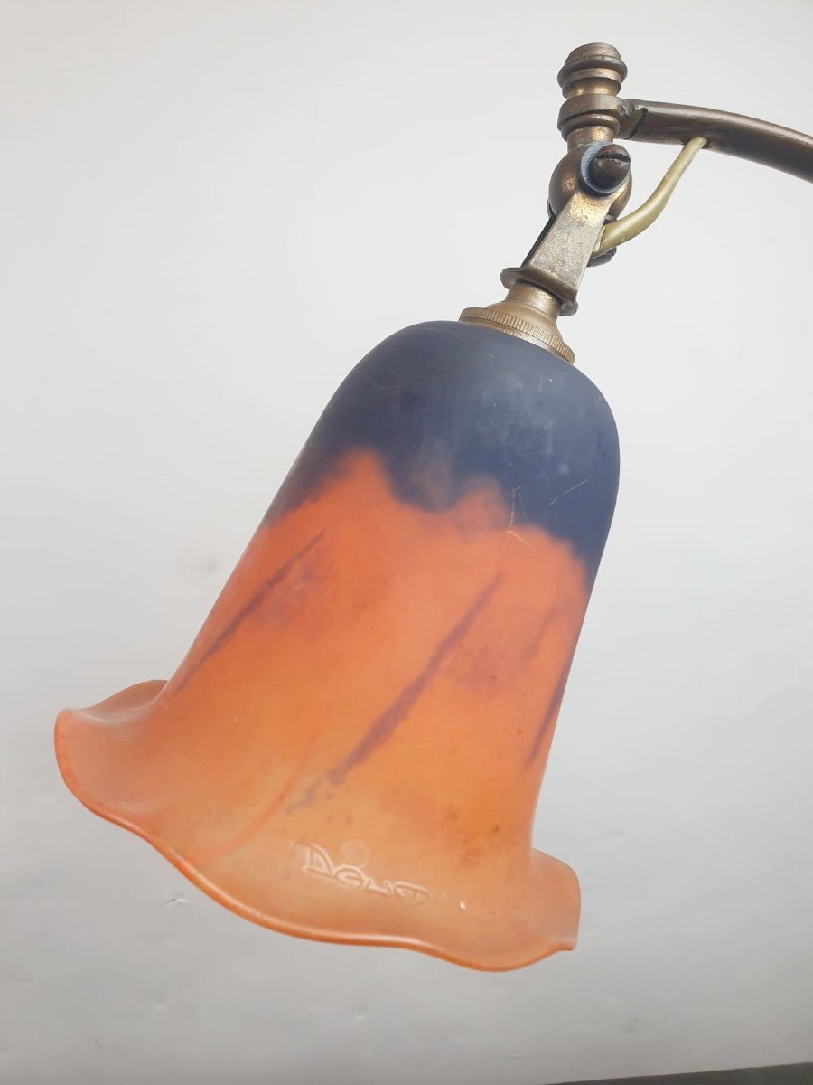 2 Art Nouveau Lamps, Glass Paste Tulips Signed Daum-photo-4