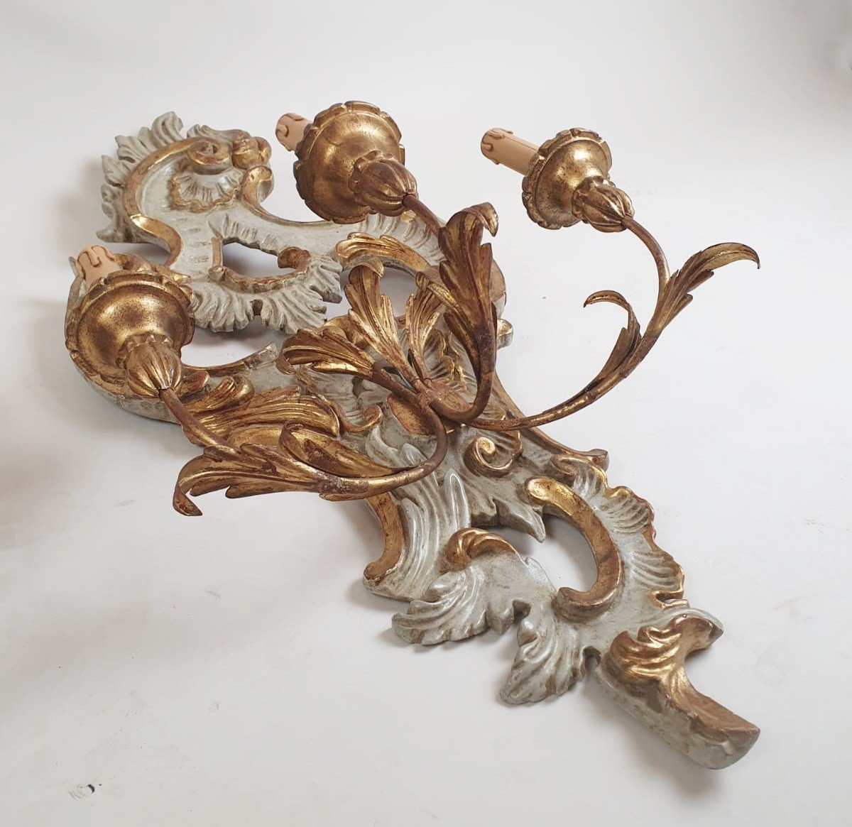 Paire d'Appliques De Style Louis XV, Italie Début 20th-photo-4